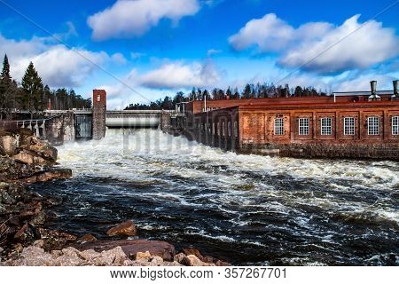 Hydroelectric Power Generation Plant And Ankkapurha Industrial Museum At Kymijoki River, Finland.