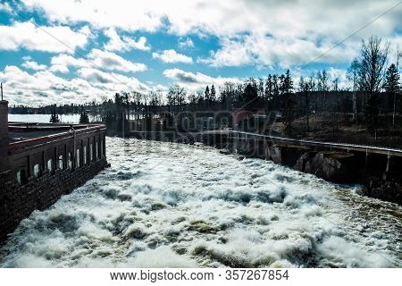 Hydroelectric Power Generation Plant And Ankkapurha Industrial Museum At Kymijoki River, Finland.