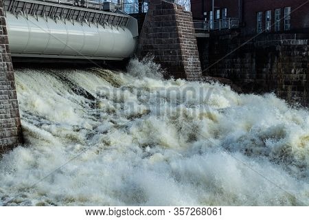Hydroelectric Power Generation Plant And Ankkapurha Industrial Museum At Kymijoki River, Finland.