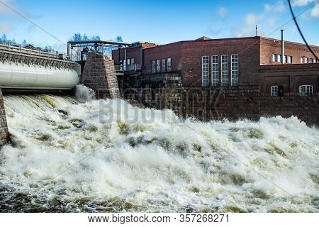 Hydroelectric Power Generation Plant And Ankkapurha Industrial Museum At Kymijoki River, Finland.