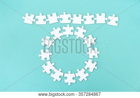 Top view of puzzle pieces mockup for lettering