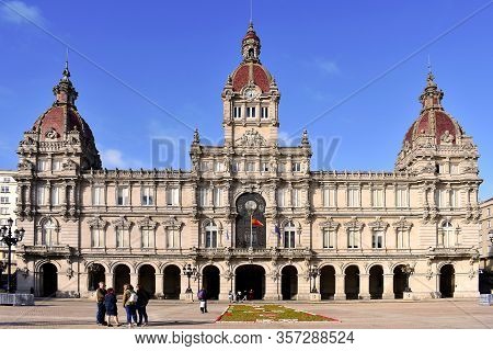 A Coruña Town Hall In The María Pita Square. La Coruña, Galicia. Spain. Europe. October 8, 2019