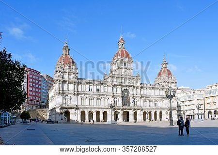 A Coruña Town Hall In The María Pita Square. La Coruña, Galicia. Spain. Europe. October 8, 2019