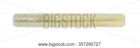 Roll Of Cling Film Isolated On A White Background. Stretch Polymer Film Made From Polyvinyl Chloride