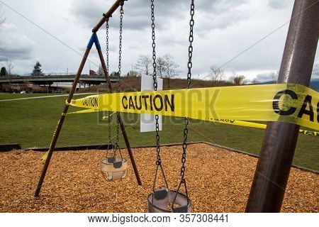 Playground Temporarily Closed Due Curb The Spread Of Covid-19.　　vancouver  Bc  Canada
March 23rd　202