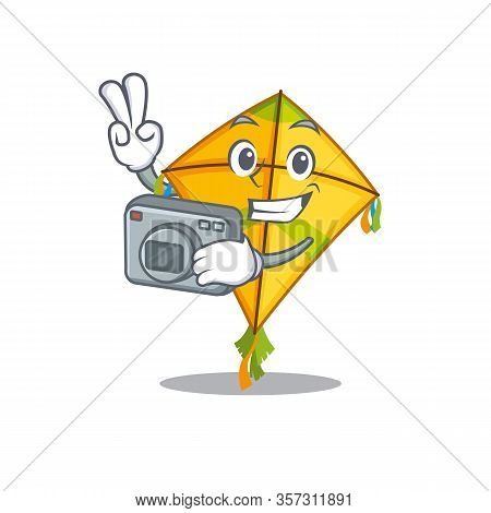 Kite Mascot Design As A Professional Photographer With A Camera