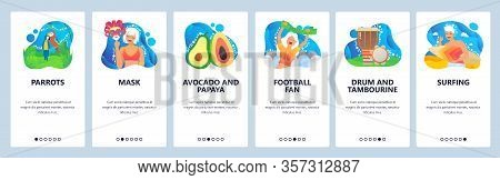 Brazil Website And Mobile App Onboarding Screens Vector Template