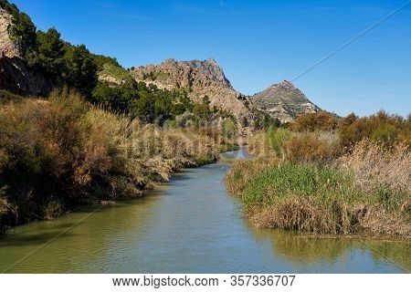 The River Rio Seguro In The Little Village Of Abaran In Valley Ricote, In The Murcia Region, Spain