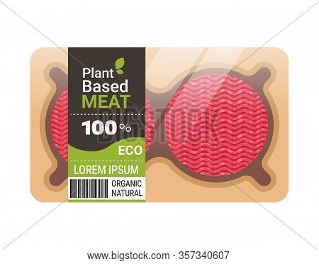 Plant Based Vegetarian Burger Steak Beyond Meat In Packaging Organic Natural Vegan Food Concept Hori