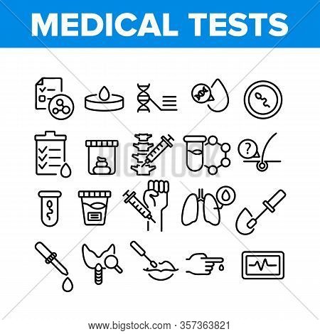 Medical Test Analysis Collection Icons Set Vector. Health Medical Test Blood And Sperm, Feces And Mu