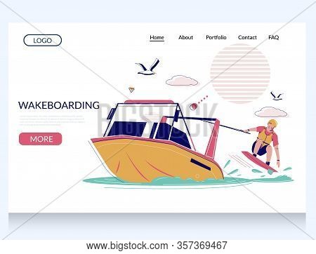 Wakeboarding Vector Website Landing Page Design Template