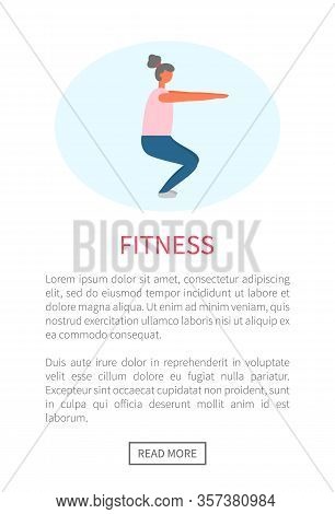 Workout And Fitness Training, Woman Doing Squats Vector. Legs And Buttoks Muscles Pumping, Healthy L