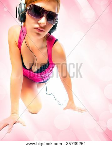 beautiful sexual woman in headphones