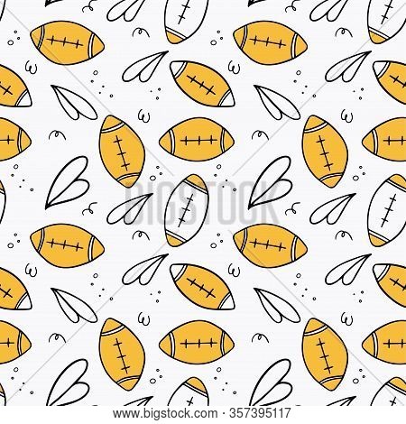 Sports Semless Pattern. Vector Illustration With Sport Symbols. Active Lifestyle Illustration In Doo