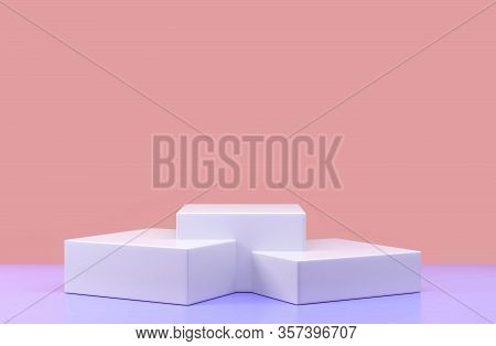 Round Podium, Pedestal Or Platform, Cosmetic Background For Product Presentation. 3d Illustration. B