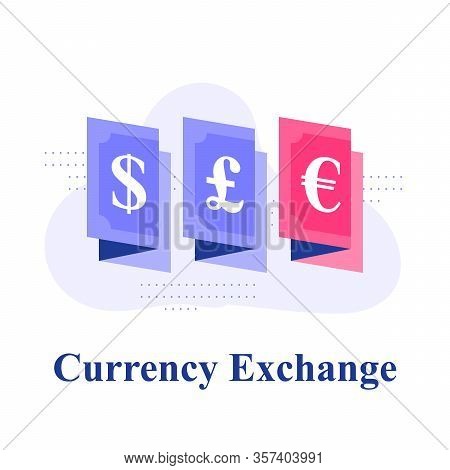 Currency Exchange, Dollar Or Euro Bonds, Financial Services Concept, Investment Account, Diversifica
