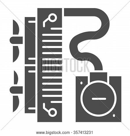 Water Cooling System Solid Icon. Cooler Fans With Liquid In Radiator Symbol, Glyph Style Pictogram O