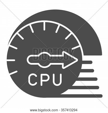 Processor Usage And Load Speed Solid Icon. Cpu Chip Performance Sensor Symbol, Glyph Style Pictogram
