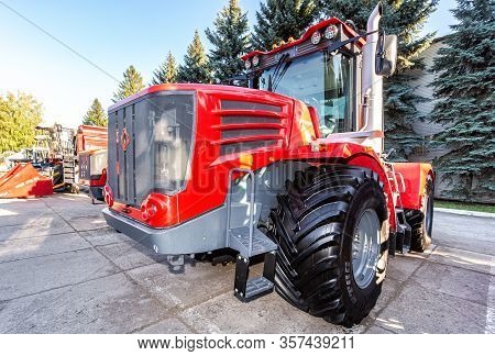 Samara, Russia - September 23, 2017: Modern Agricultural Tractor Kirovets K9450 Exhibited At The Ann
