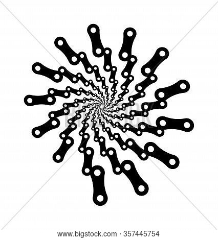 Technical Bike, Auto Design. Pattern, Logo, Symbol In The Form Of Chain Elements, Concentric Spiral.