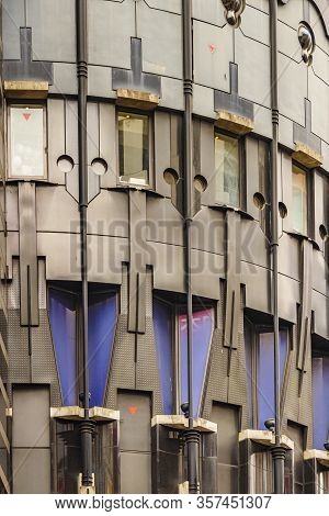 Exterior Detail View Of Futuristic Style Building, Shibuya District, Tokyo, Japan