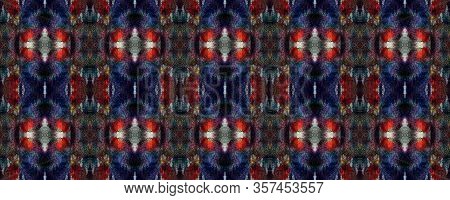 Black, Red, Beige And Blue Traditional Spalier Texture. Watercolor Ethnic Design. Rectangle Geo Rapp