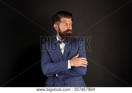 Well Groomed Man Beard In Suit. Male Fashion And Aesthetic. Classic Style Aesthetic. Businessman For
