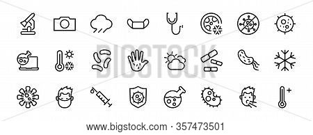 Coronavirus A Set Of Icons On The Theme Of Coronavirus, Contains Such Icons As Nucleation, Hand Wash