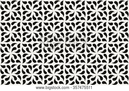 Geometric Seamless Pattern. Vector Background With Abstract Drop Texture. Neutral Monochrome Wallpap