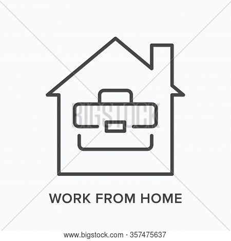Work From Home, Remote Job Line Icon. House And Briefcase Vector Illustration. Real Estate Investmen