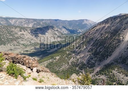 A Landscape Of Montana Mountains In Summer As Seen From The Beartooth Highway In Custer National For