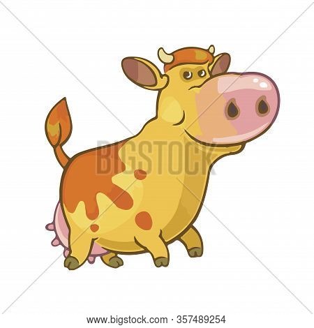 Stylized Color Image Of A Cow With A Large Udder