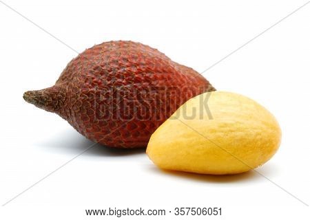 Fresh Salacca Zalacca Or Salak Fruits  Isolated On White Background. Salak Fruit