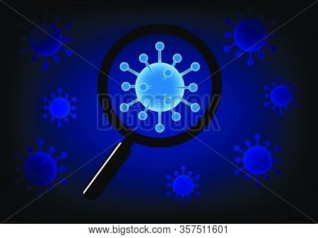 Vactor Coronavirus Covid 19 Or Wuhan Virus Spread Around The World. The Concept Uses A Magnifying Gl