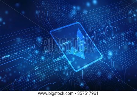 Check Mark Symbol In Digital Background, Technology Abstract Background, Tech Futuristic Check Mark 