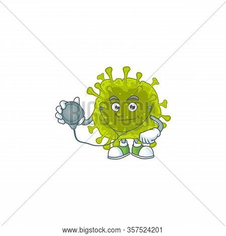 A Cartoon Character Of Coronavirus Spread Doctor Using Tools
