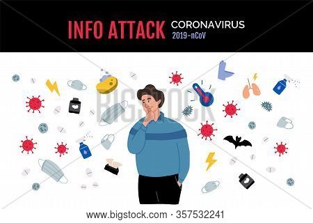 Information Attack And Manipulation Of Attention. A Person Thinks About Infection With Coronavirus. 