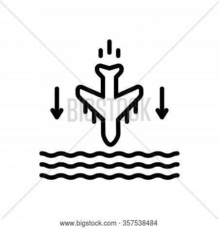 Black Line Icon For Beneath Underneath Accident Crash Down Below Aeroplane Landings