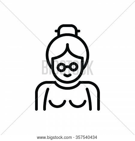 Black Line Icon For Grandmother Grandma Granny Grandmamma Grannie Senior