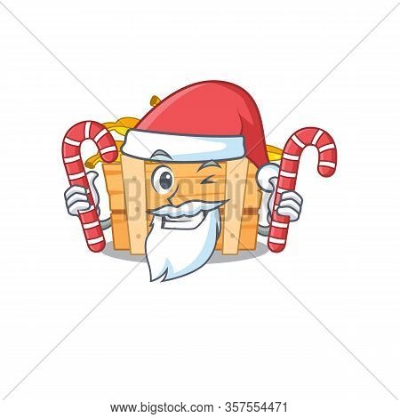 Friendly Banana Fruit Boxin Santa Cartoon Character Having Candies