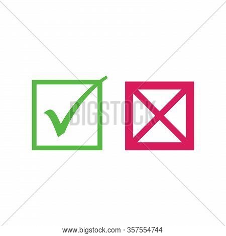 Check Marks. Tick And Cross Vector Icons. Yes And No Symbols. Stock Vector Illustration Isolated On 