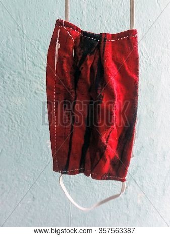 A Mask Of Cloths Kept For Dry At Home After Washing For Avoid/protect From Corona(covid-19)