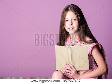 Smart. Childrens Literature. Book Lover. Small Girl Read Interesting Story. Fiction Book. Home Educa