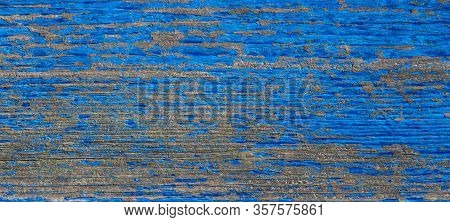 Wooden Old Texture Blue With Brown Lines And Spot Fence With Cracked Paint, Banner, 16x9