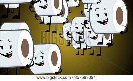 Toilet Roll Happy Emoji Particles Flow Illustration Background. Toilet Paper Emoji Smiles, Character