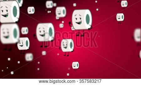 Toilet Roll Happy Emoji Particles Flow Illustration Background. Toilet Paper Emoji Smiles, Character