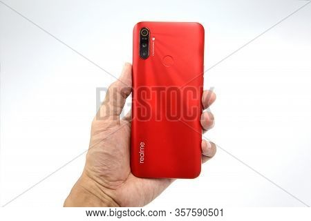Bangkok , Thailand - February 24, 2020 - Realme - Realme C3 Smartphone New Brand Of Realme For Edito