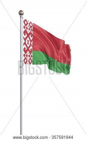 Belarussia Flag Blowing In The Wind. Background Texture. Isolated On White. 3d Rendering, Wave. - Il