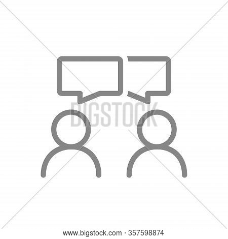 People With Speech Bubbles Line Icon. Conversation, Diskussion, Feedback, Review Symbol