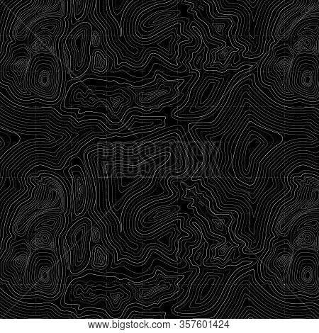 Black Background Of The Topographic Map. Topographic Map White Lines, Contour Background.